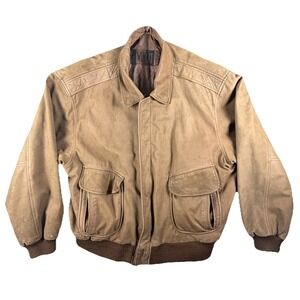 Vintage Winlit Leather Bomber Jacket Mens 1X Brown Flight Aviator Distressed